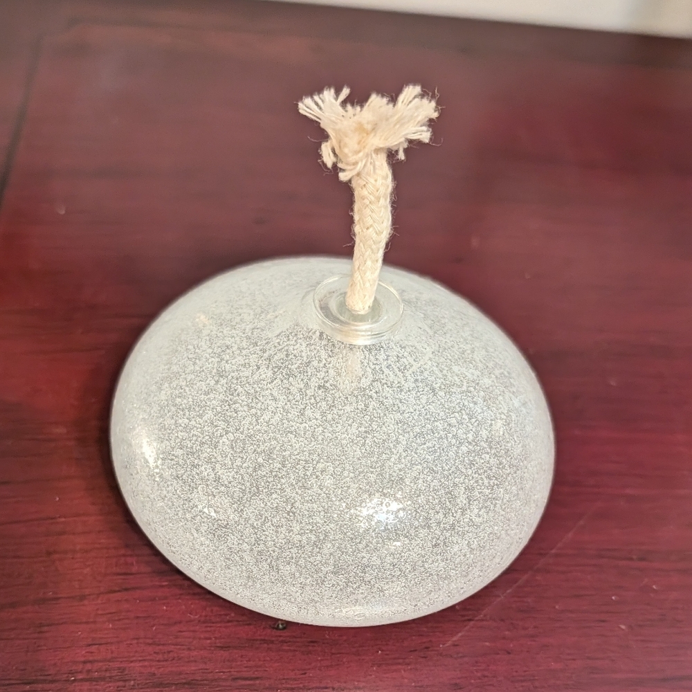 White Snow Art Glass Oil Lamp Unused Handmade Decor Cloth Wick Gift